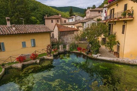 The village of Rasiglia is a charming place, where you will rediscover the forgotten atmosphere of the little ancient things. Among the stone houses and the small squares, the hamlet is crossed by narrow streets alternating with wooden bridgesの写真素材