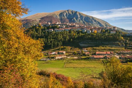 Located in a splendid natural amphitheater, surrounded by lush mountains rich in woods, Opi still retains the characteristics of an ancient medieval village in Abruzzoの写真素材