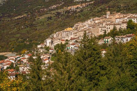 View of the mountain village of Barrea in Abruzzo
