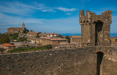Sunny day over the roofs of the old town. Montalcino, Italyのeditorial素材
