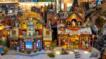 MERANO, ITALY - NOVEMBER 28, 2018: Lemax miniature village at christmas market of Merano in Italyのeditorial素材
