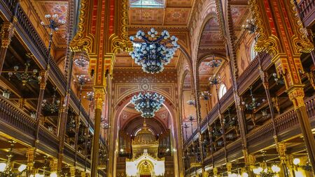 BUDAPEST, HUNGARY - JANUARY 2, 2020: Interior of the Great Synagogue (Tabakgasse Synagogue) in Budapest, Hungary. It is the largest synagogue in Europe and one of the largest in the worldのeditorial素材