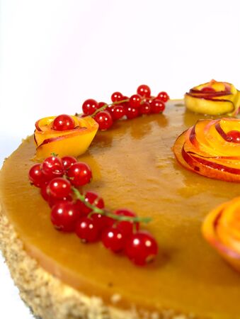 Cake with peachesの写真素材