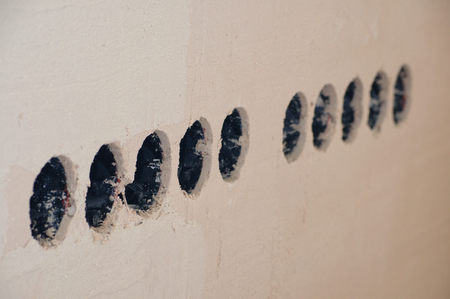 New socket holes for the electrical, sat and network installationの写真素材