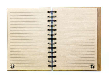 Open empty notebook with lined pages on white backgroundの写真素材