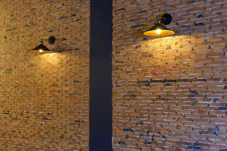 Lovely corner and Beautiful brick wall in coffee shop.の写真素材