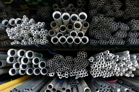 Steel pipe circle in warehouse.