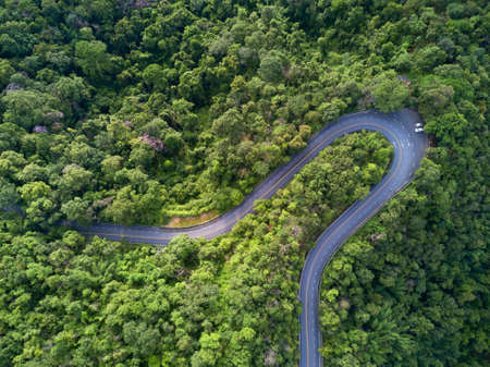 Aerial view, Beautiful road on the mountain in Chiang mai, Thailand.の写真素材