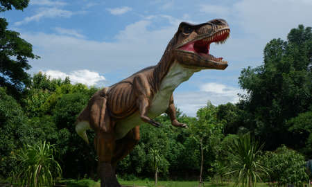 Chiang Mai, Thailand - 20/08/2017: Dinosaur model at hidden village park in Chiang Mai, Thailand.のeditorial素材