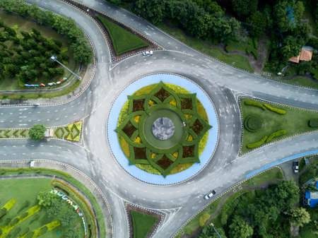 Aerial view formal garden in Royal Park Ratchaphruek at Chaingmai, Thailand.の写真素材