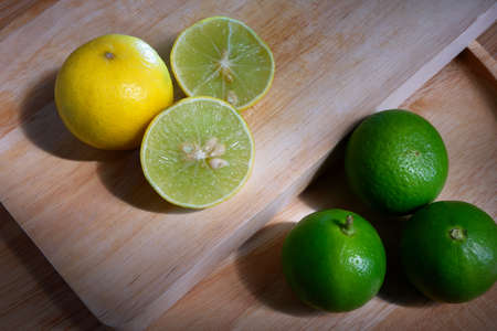 Lemons in the kitchen background.の写真素材