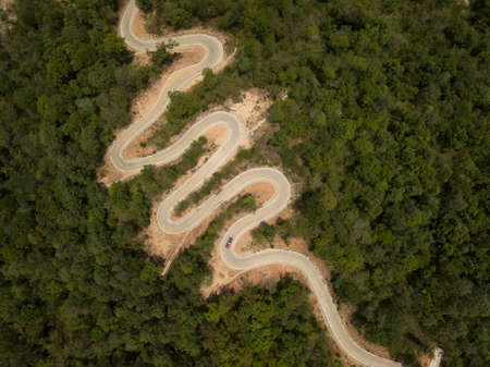 Aerial view Beautiful road on the mountain in Chiang Mai, Thailand.の写真素材