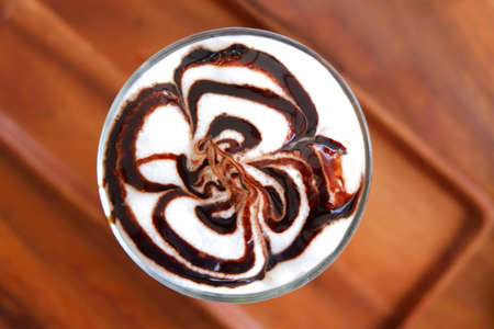 Mocha Ice coffee in shop.