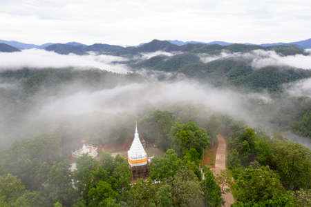 Aerial view Wat Phra That Doi Nok famous place Temple in Chiangmai, Thailand.の写真素材