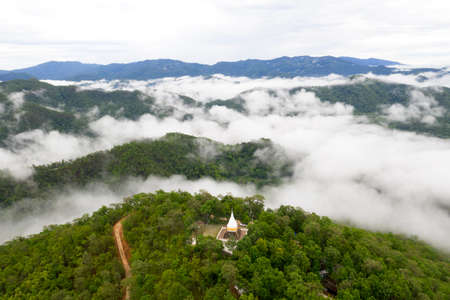 Aerial view Wat Phra That Doi Nok famous place Temple in Chiangmai, Thailand.の写真素材