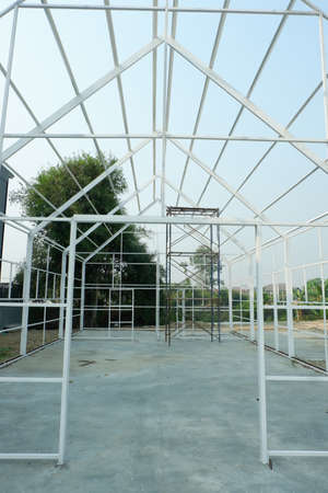 Construction Green House or Nursery plants for Background.