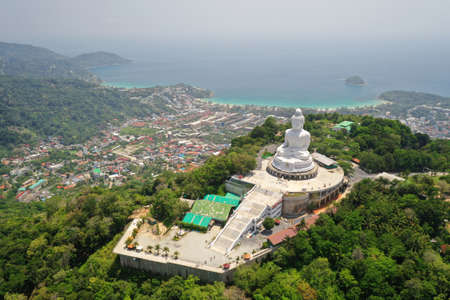 Aerial View Big White Buddha temple famous place in Phuket, Thailand.のeditorial素材