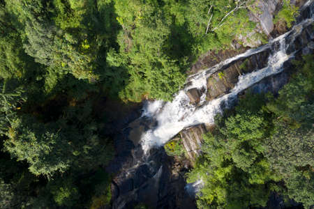 Aerial view Mae Sapok waterfall in Chiangmai, Thailand.