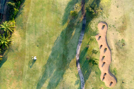 Aerial view Green Golf course in the morning.の写真素材