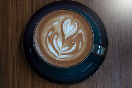Latte Hot coffee in in nature background.
