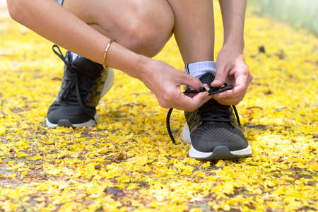 Walking exercise in nature background.の写真素材