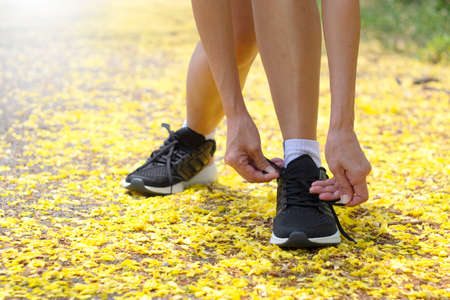 Walking exercise in nature background.
