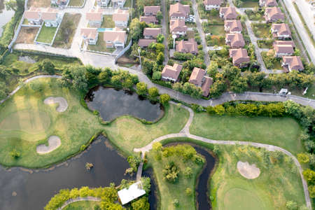Aerial view residential Houses in Chiang Mai, Thailand.の写真素材
