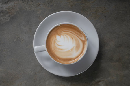 Latte Art Hot coffee in nature background.