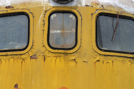 Old abandoned train, closeup of photo with shallow depth of fieldの写真素材