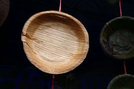 Recyclable Plates Are Made From Leaves.The Green product eco friendly concept.Eco friendly.の写真素材