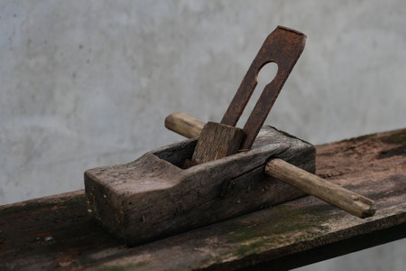 The old tools in nature background.