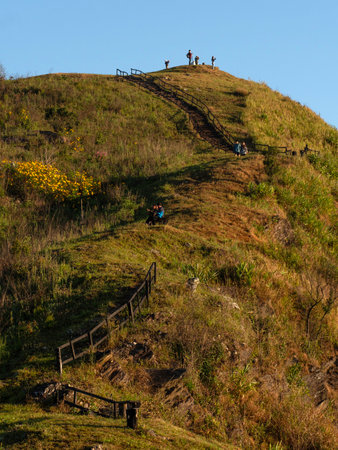 PHU CHI DAO DUEN with sea of clouds famous place in Chiang-Rai, Thailand.の写真素材