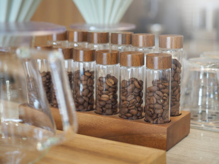 Coffee beans for display in coffee shops.の写真素材