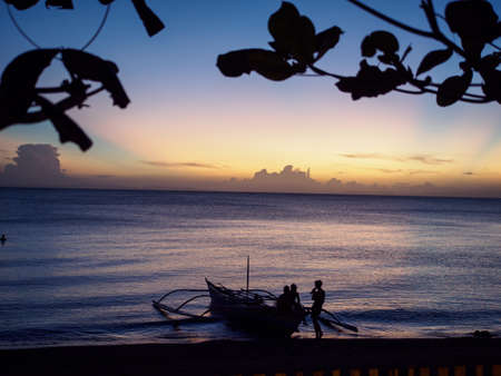 Sunset in the Donsol, Philippinesの写真素材