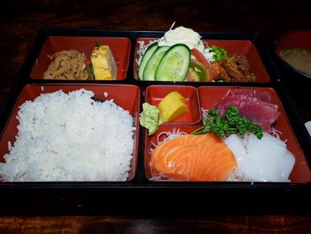japanese food sashimi lunch boxの写真素材