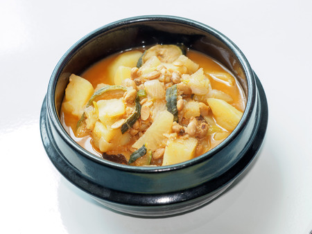 Korean traditional bean stew - Cheonggukjangの写真素材