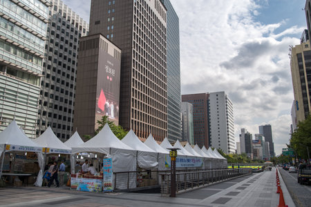 Cheonggyecheon at Seoul , Koreaのeditorial素材