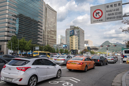 Sejong-Daero, Seoul, Koreaのeditorial素材