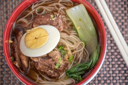 hongkong style spicy beef noodleの写真素材