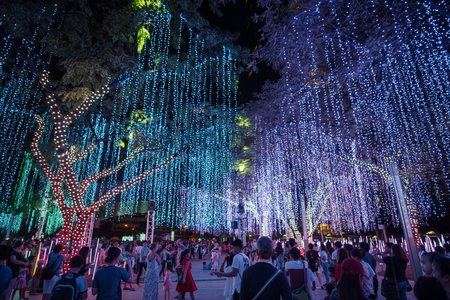 Light and Sound Show at Ayala Triangle Garden Makati, Manila, Philippinesのeditorial素材