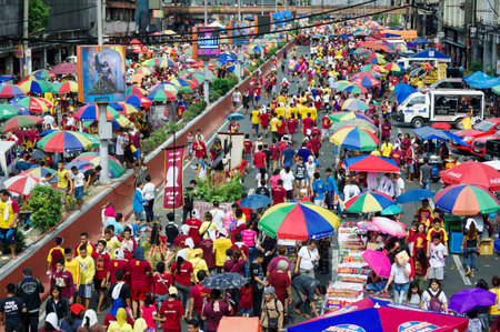Black Nazarene festival at Quiapo district , Manila , Philippinesのeditorial素材