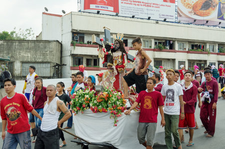 Black Nazarene festival at Quiapo district , Manila , Philippinesのeditorial素材