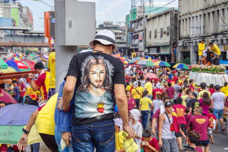 Black Nazarene festival at Quiapo district , Manila , Philippinesのeditorial素材