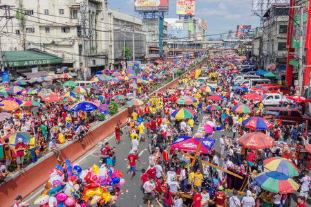 Black Nazarene festival at Quiapo district , Manila , Philippinesのeditorial素材