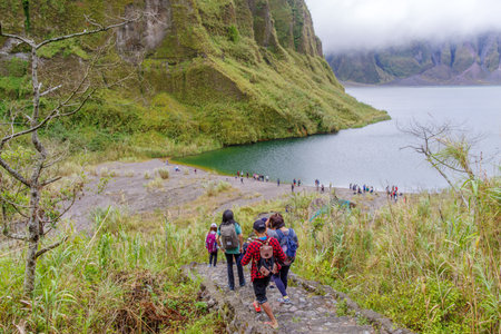 Mountain Pinatubo Crater Lake trekkingのeditorial素材