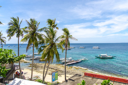 boat on the sea at Apo Islandのeditorial素材