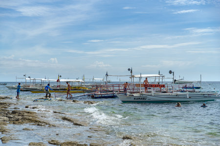 boat on the sea at Apo Island