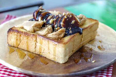 Chocolate and Peanut butter Toastの写真素材