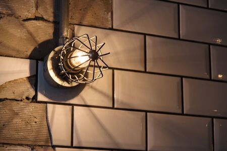 light on the wall in restaurantの写真素材