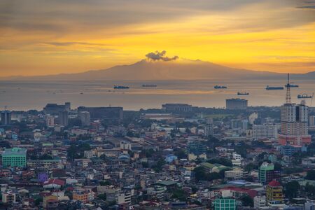 beautiful sunset and skyline sunset in metro manila , philippines